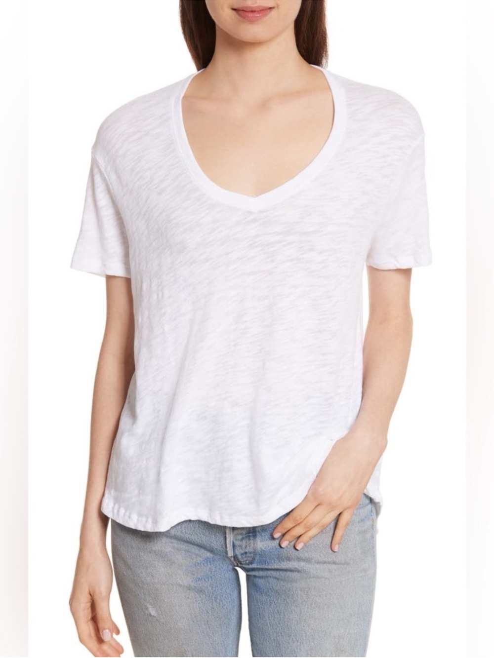 ATM Boyfriend White V-Neck Slub Knit Tee M/L - Picture 2 of 11